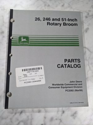 John Deere Service Parts List Book Manual Catalog 51” 26 246 Rotary Broom Pc2082