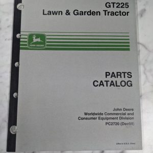 John Deere Service Parts List Manual Catalog Lawn Garden Tractor Gt225 Pc2720