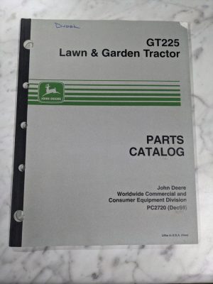 John Deere Service Parts List Manual Catalog Lawn Garden Tractor Gt225 Pc2720