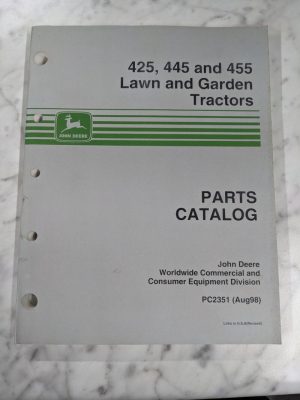 John Deere Service Parts Manual Catalog Lawn Garden Tractor 425 445 455 Pc2351