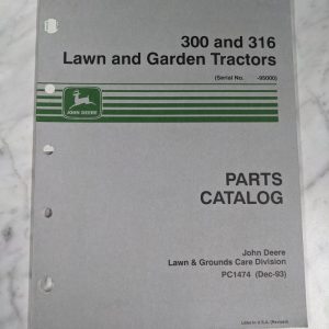 John Deere Service Parts List Manual Catalog Lawn Garden Tractor 300 316 Pc1474