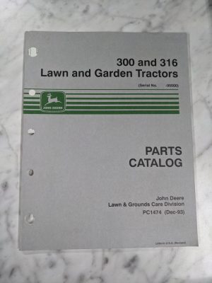 John Deere Service Parts List Manual Catalog Lawn Garden Tractor 300 316 Pc1474