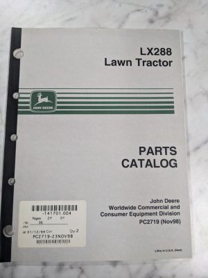 John Deere Jd Service Parts List Manual Catalog Lawn Tractor Lx288 Pc2719 1998
