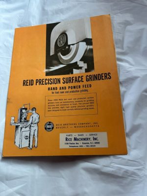 Reid Machinery Inc. Precision Surface Grinders Hand & Power Feed Sales Brochure