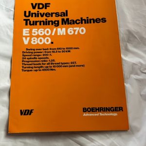 Boehringer Advanced Technology Vdf Universal Turning Machines Sales Brochure