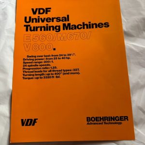 Boehringer Advanced Technology Vdf Universal Turning Machines Sales Brochure
