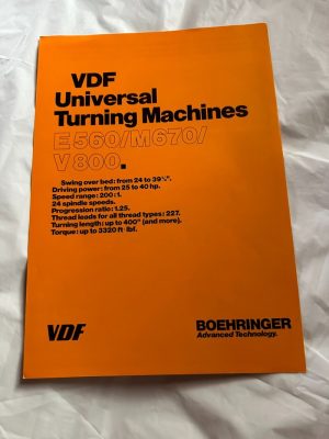 Boehringer Advanced Technology Vdf Universal Turning Machines Sales Brochure