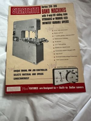 Startrite Series 216:316 Band Machines Hydraulic Or Manual Feed Sales Brochure