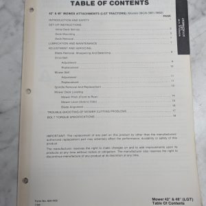Ford Repair Service Manual 42 48" Mower Attachment 09Gn 3661 3662 1984 Lgt Lawn
