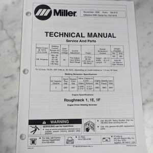 Miller Welder Technical Service Manual Parts List Roughneck 1 1E 1F Tm-419 1996