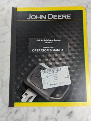 John Deere Operator Manual Quick Hitch Snowthrower Tractor 46” Omm146776