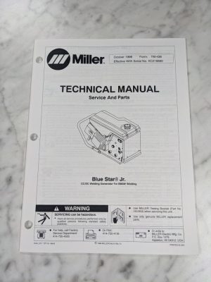 Miller Welder Techinical Service Manual Parts List Book Blue Star Jr Tm-438 1996