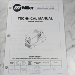 Miller Welder Techinical Service Manual Parts List Blue Charger Tm-429 1996