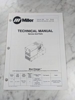 Miller Welder Techinical Service Manual Parts List Blue Charger Tm-429 1996