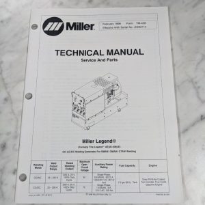 Miller Welder Techinical Service Manual Parts List Book Legend Tm-428 1996
