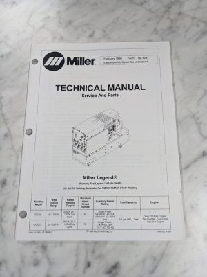 Miller Welder Techinical Service Manual Parts List Book Legend Tm-428 1996