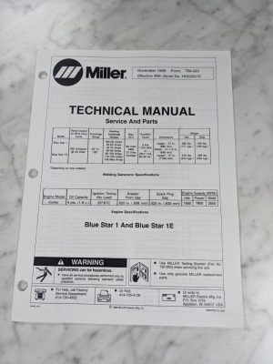 Miller Welder Techinical Service Manual Parts Book List Blue Star 1E Tm-423 1996