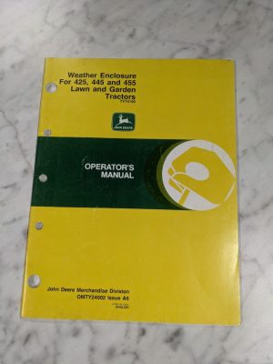 John Deere Jd Operator Service Manual Lawn Tractors Weather Enclosure Omty24002