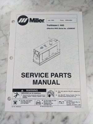 Miller Welder Service Parts List Book Manual Trailblazer 44G Spm-458J 1994
