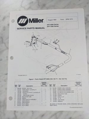Miller Welder Service Parts List Manual Apt-5000 Apt-7000 Torch Spm-1574 1993