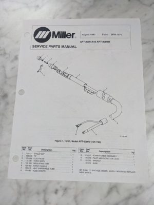 Miller Welder Service Parts List Manual Apt-3000 Apt-3000M Torch Spm-1573 1993