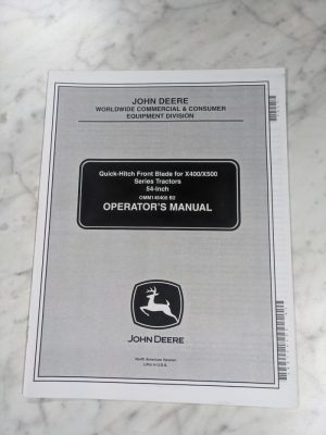 John Deere Operator Manual Quick Hitch Front Blade 54” Omm146400 X400 X500