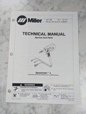 Miller Welder Techinical Service Manual Parts List Spoolmatic 3 Tm-1212 1996