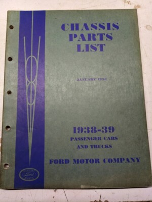 Ford Mercury Chasis Parts List Manual Catalog 1938-1939 Cars Trucks