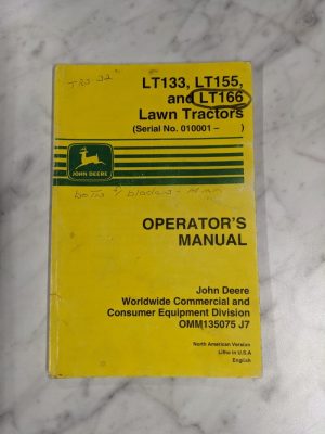 John Deere Operator Service Manual Lt133 Lt155 Lt166 Lawn Tractors Omm135075 J7