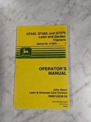 John Deere Operator Service Manual Gt242 Gt262 Gt275 Garden Tractor Omm123238