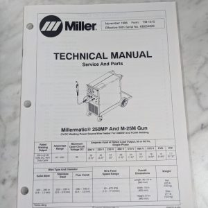 Miller Welder Techinical Service Manual Part List Millermatic 250Mp Tm-1315 1996