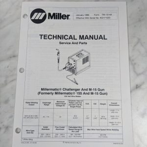 Miller Welder Techinical Service Manual Parts List Challenger Tm-1314A 1998