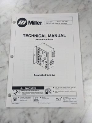 Miller Welder Techinical Service Manual Parts List Automatic 2A Tm-1540 1997