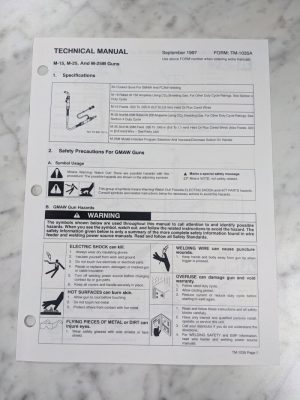 Miller Welder Techinical Manual Service Parts List M-15 M-25M Guns Tm-1035A 1997