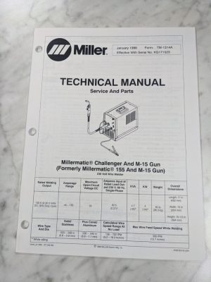 Miller Welder Techinical Manual Service Parts Challenger Millermatic Tm-1314A