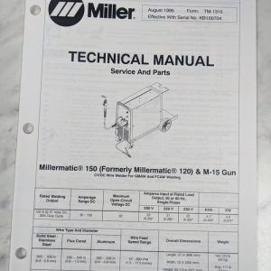 Miller Welder Techinical Manual Service Parts List Millermatic 150 Tm-131 1995
