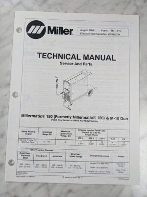 Miller Welder Techinical Manual Service Parts List Millermatic 150 Tm-131 1995
