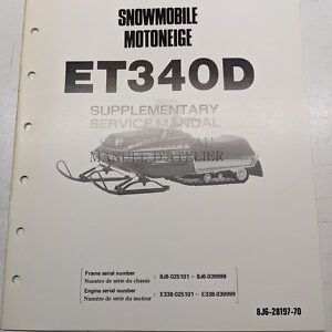 Yamaha Supplementary Service Manual Et340D 8J6-28197-70 Oem 1979 Fr Snowmobile