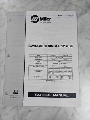 Miller Welder Techinical Manual Service Parts Book Swingarc Single 12 16 Tm-1516