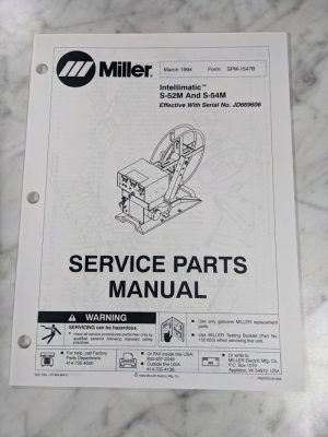 Miller Welder Service Parts Manual List Catalog S-52M S-54M Spm-1547 1994
