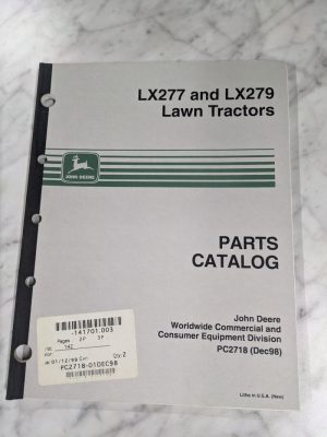 John Deere Service Parts List Manual Catalog Lx277 Lx279 Lawn Tractors Pc2718