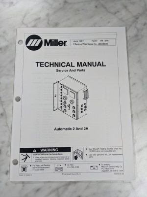 Miller Welder Service Technical Manual Parts List Automatic 2A Tm-1540 1997