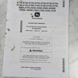 John Deere Operator Service Manual 47 54” Quick Hitch Snowblower Omuc19158