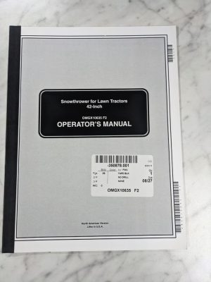 John Deere Operator Service Manual 42” Snow Thrower Lawn Tractor Omgx10635