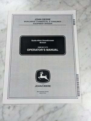 John Deere Operator Service Manual 46” Quick Hitch Snowthrower Omm146113