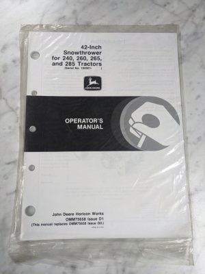 John Deere Operator Manual 42” Snowthrower 240 260 265 285 Tractor Omm75658 D1