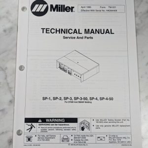 Miller Welder Service Technical Manual Parts List Sp-1 2 3-50 4 Tm-531 1995