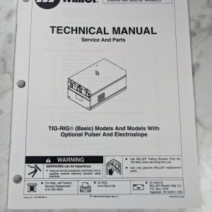 Miller Welder Service Technical Manual Parts List Tig-Rig Basic Tm-530 1996