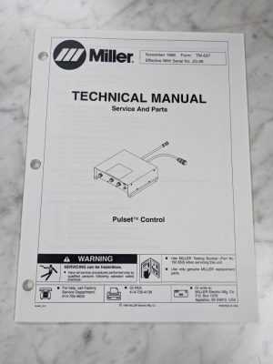 Miller Welder Service Technical Manual Parts List Pulset Control Tm-537 1996