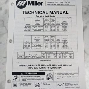 Miller Weder Service Technical Manual Parts Mps-10T Aft 20Ft At T Tm-730 1996